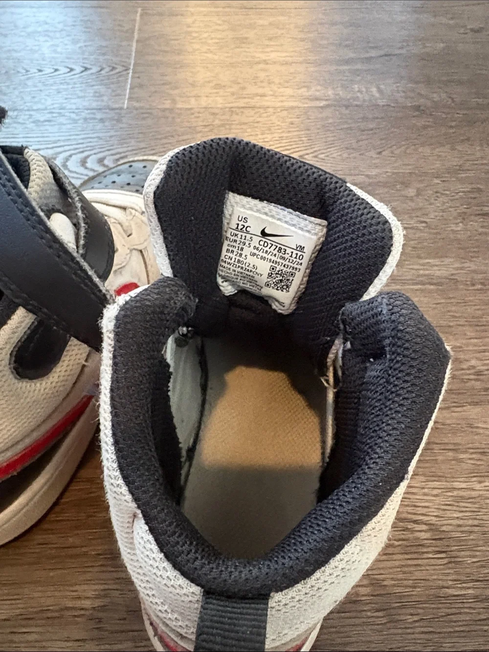 Nike Kids White, Black & Red High-Top Sneakers